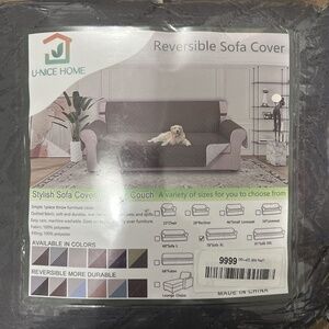 U-NICE HOME Sofa Cover Reversible Couch Cover for Dogs with Elastic Straps Water